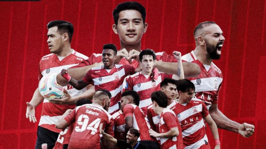 Poster Madura United Lolos ke Championship Series Liga 1 2023/2024.